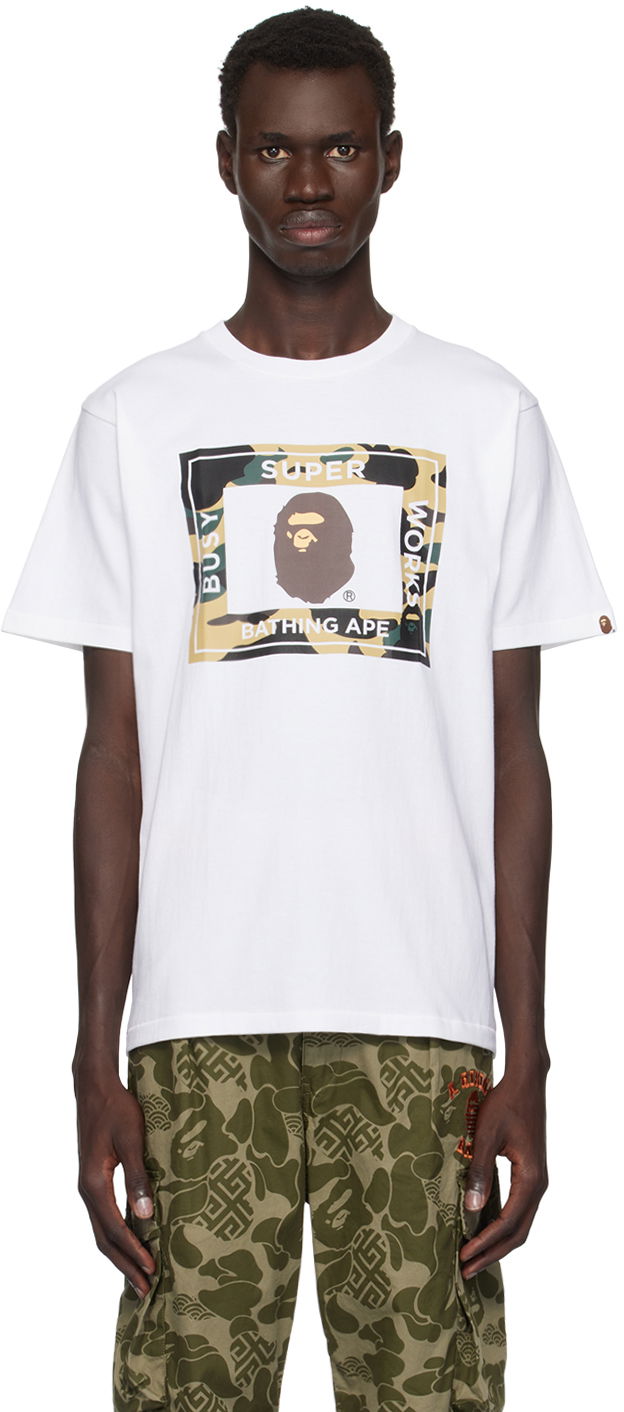 Tričko BAPE 1st Camo 'Super Busy Works' T-shirt Biela | 001TEK801011M, 0
