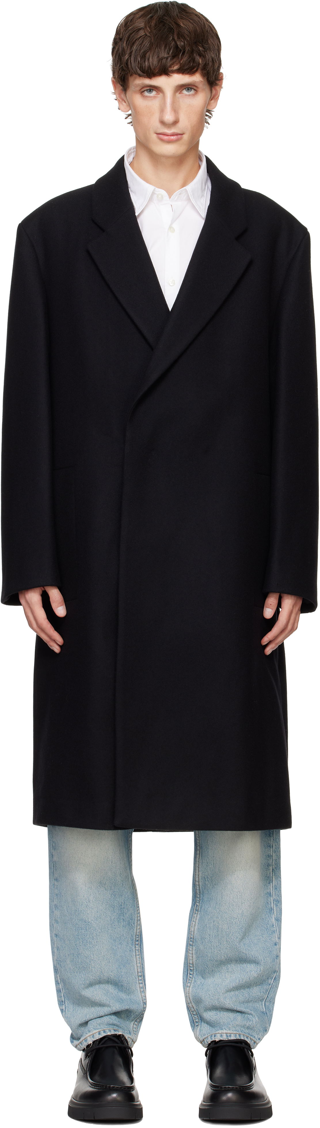 Trenčkot BOSS Relaxed Fit Wool Coat Čierna | 50535244, 0
