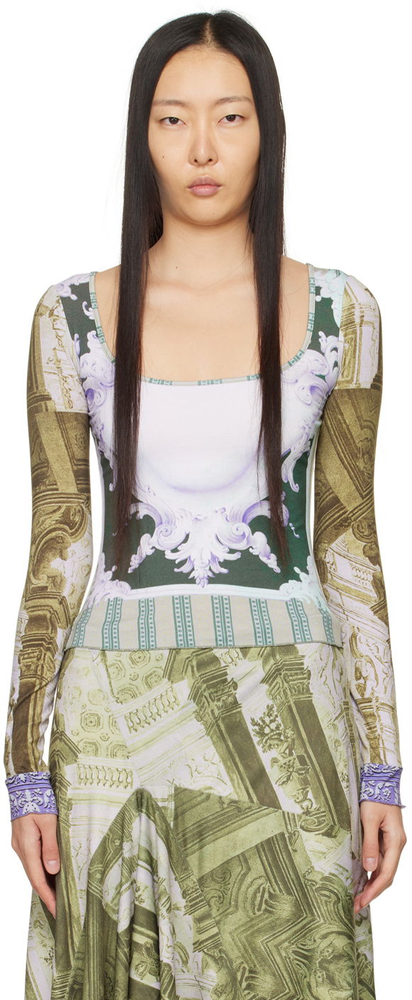 Tričko Miaou Miaou Victoire Print Long Sleeve T-Shirt Zelené | 7116TJBEMB, 0