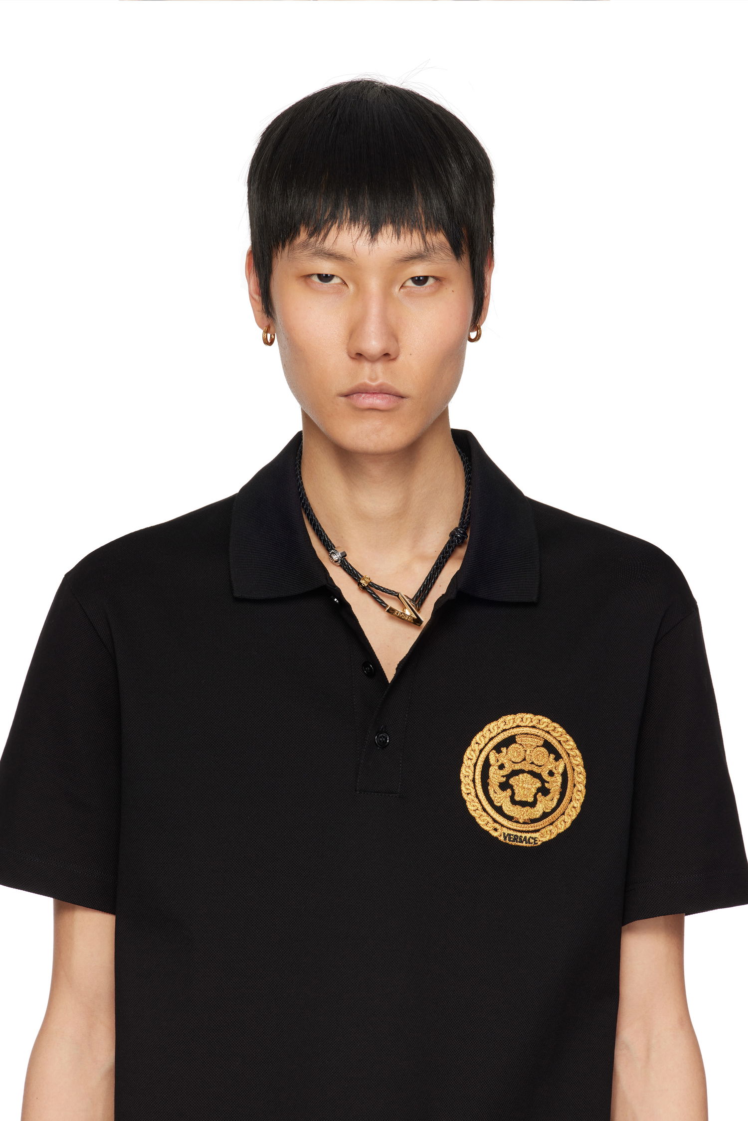 Náhrdelník Versace Versace V2025 Braided Leather Necklace Čierna | 1018978_1A00637, 1