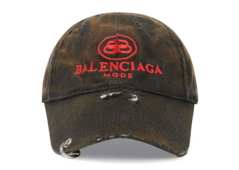 Šiltovka Balenciaga BB Mode Destroyed Piercing Baseball Cap Hnedá | 661885410B21074