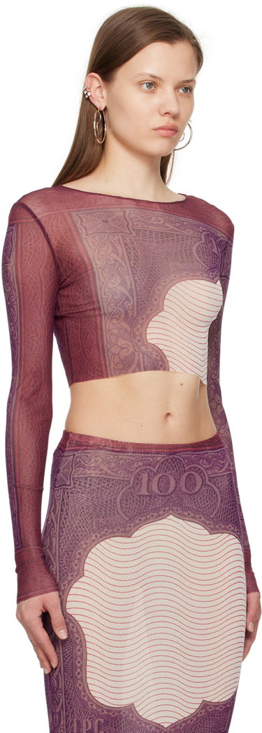Crop Top Jean Paul Gaultier Jean Paul Gaultier 'The Cartouche' Long Sleeve Top Fialová | 24/25-U-TO018-T515-300128, 1
