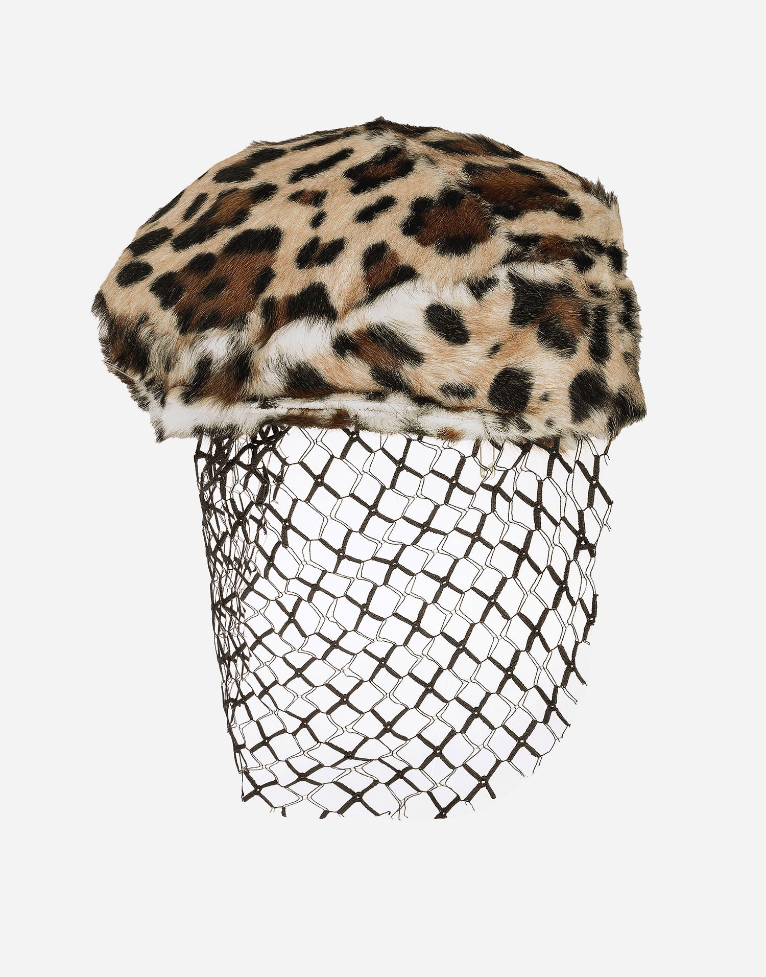 Klobúk Dolce & Gabbana Leopard Goatskin Flat Cap With Veil Metalická | FH664FGDCRXS9000, 0