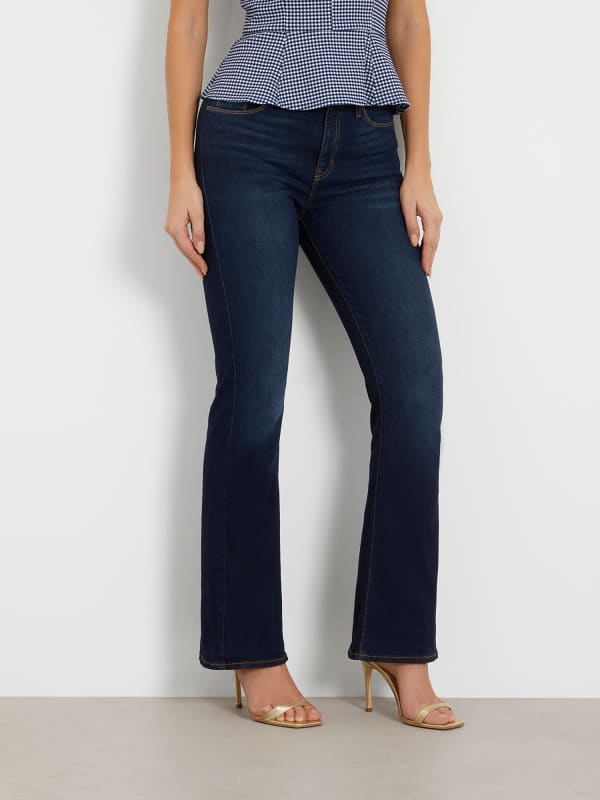 Nohavice a džínsy GUESS Mid Rise Flare Denim Pant Čierna | W4GA0LD2830