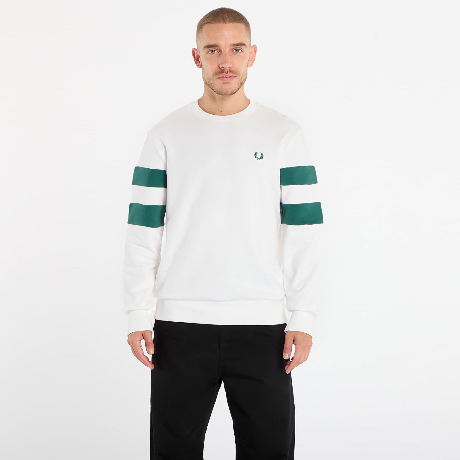Mikina Fred Perry Peached Tipped Sleeve Sweatshirt Biela | M1731 129, 0