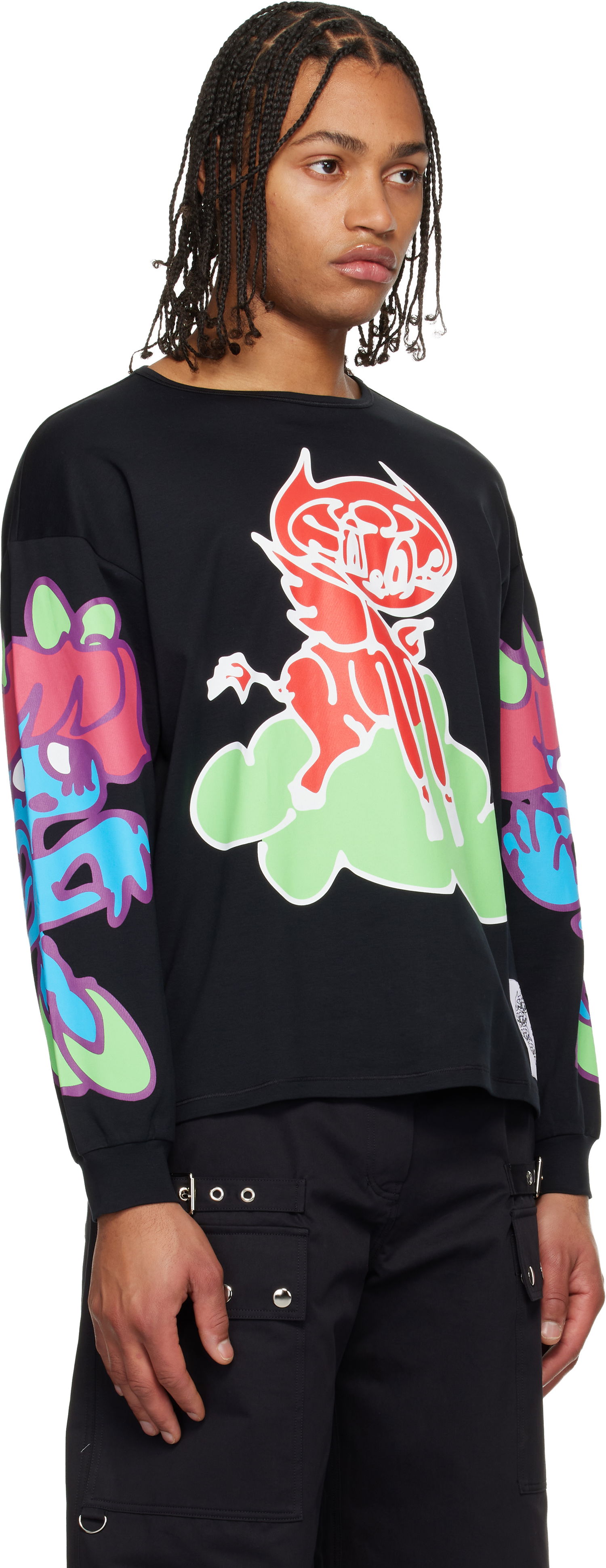 Tričko Chopova Lowena Chopova Lowena Cloud Graphic Long Sleeve Oversized Jersey T-shirt Čierna | 2402, 1