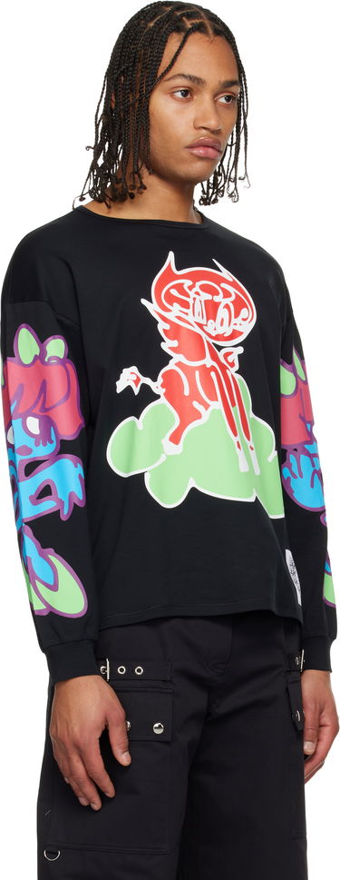 Tričko Chopova Lowena Chopova Lowena Cloud Graphic Long Sleeve Oversized Jersey T-shirt Čierna | 2402, 1