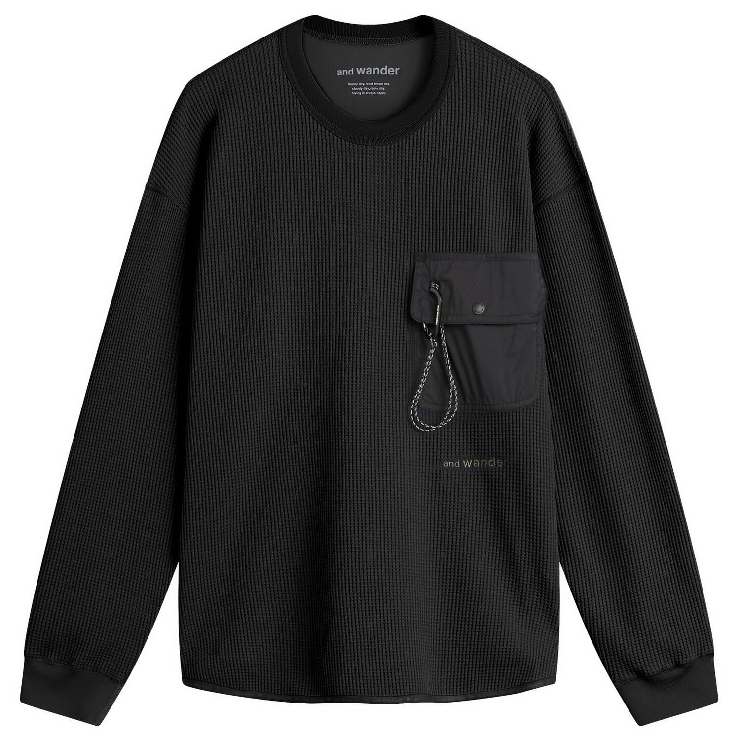 Tričko and wander Longsleeve Waffle T-Shirt with Pocket, Size Small Čierna | 5745984084-010, 1
