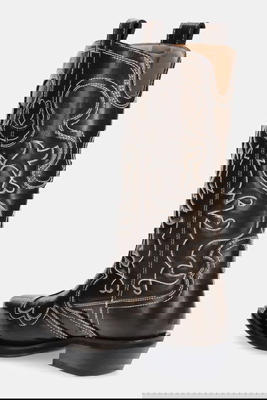 Tenisky a topánky GANNI GANNI Mid Shaft Embroidered Western Boots Hnedá | S3112, 2