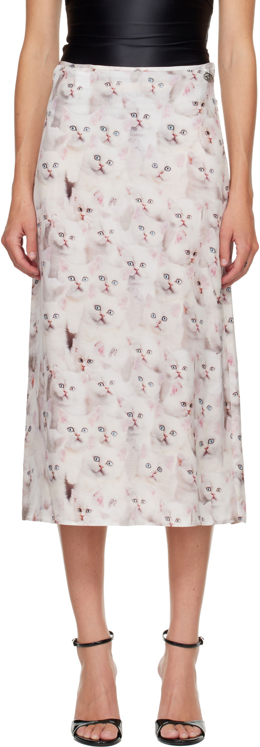 Sukňa Diesel O-Rchid-R1 Cat Print Midi Skirt Biela | A19618 0GIBV