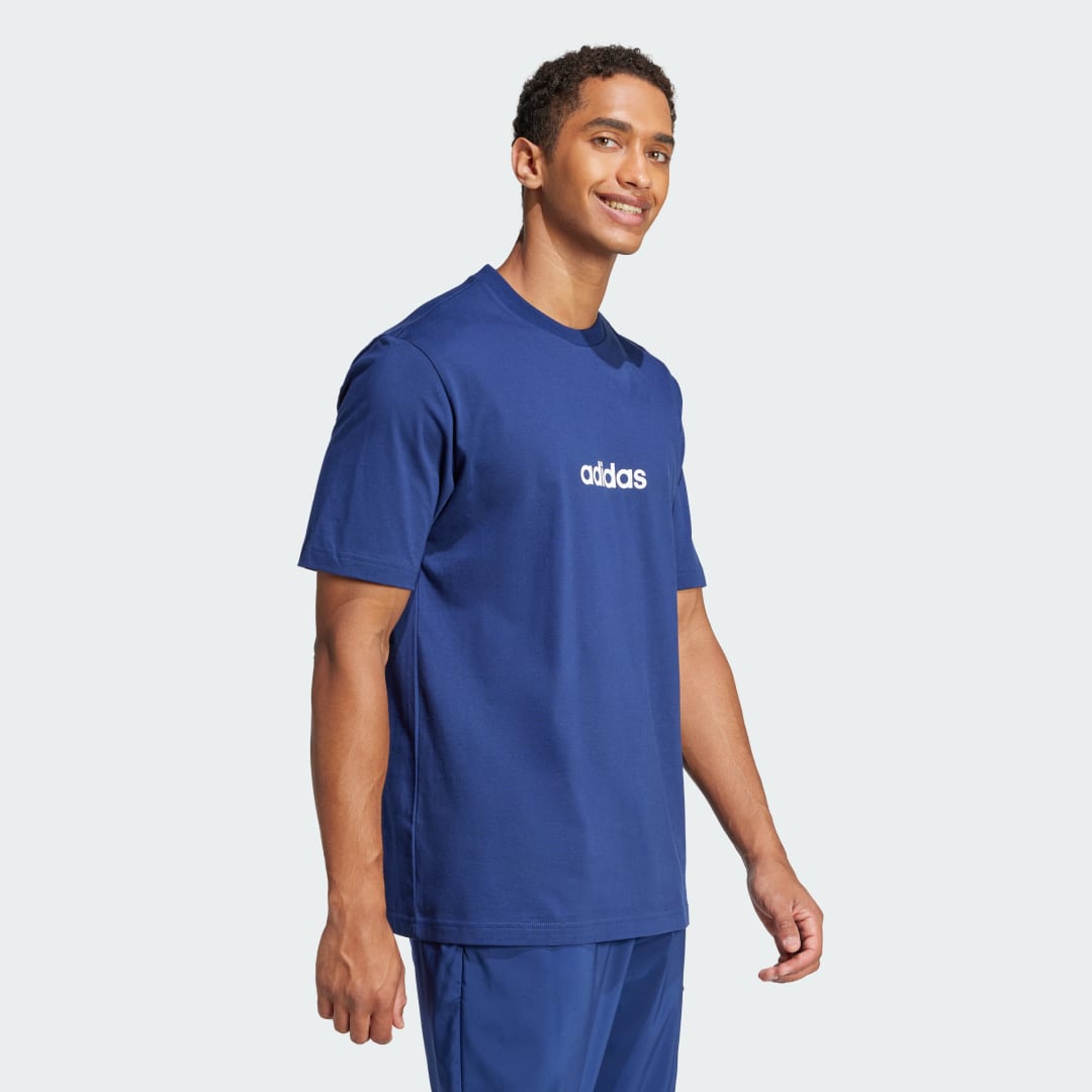 Tričko adidas Performance Essentials Linear Single Jersey T-Shirt Modrá | JE8999, 1