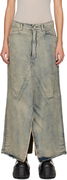 Rick Owens Concordians Long Slivered Denim Midi Skirt
