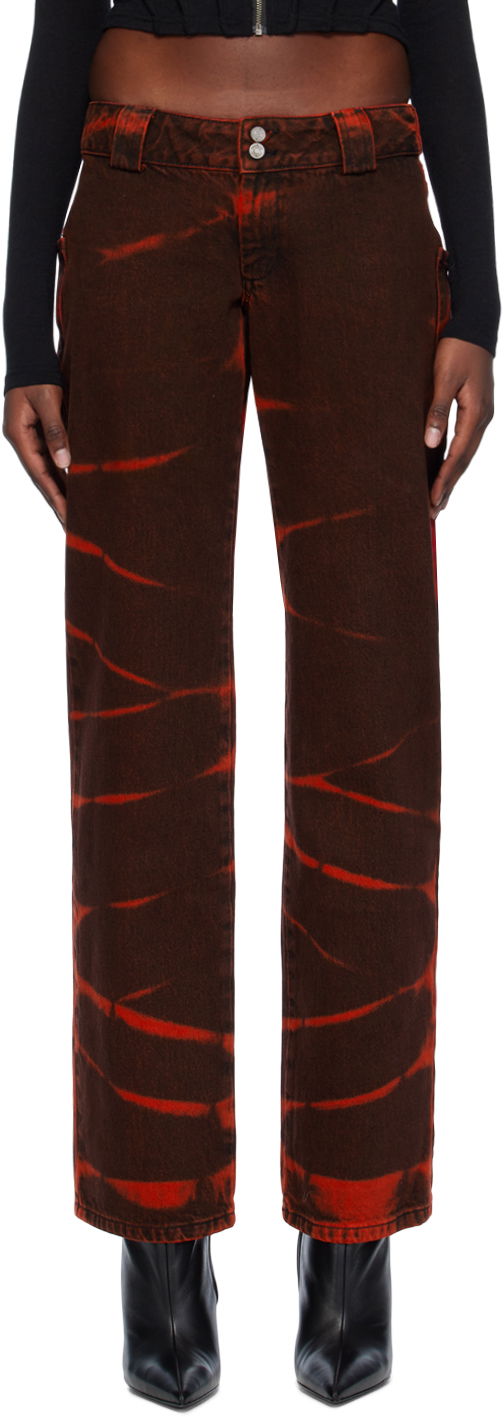 Džínsy Miaou Miaou Toni Tie-Dye Jeans Červená | 1037RWDRED