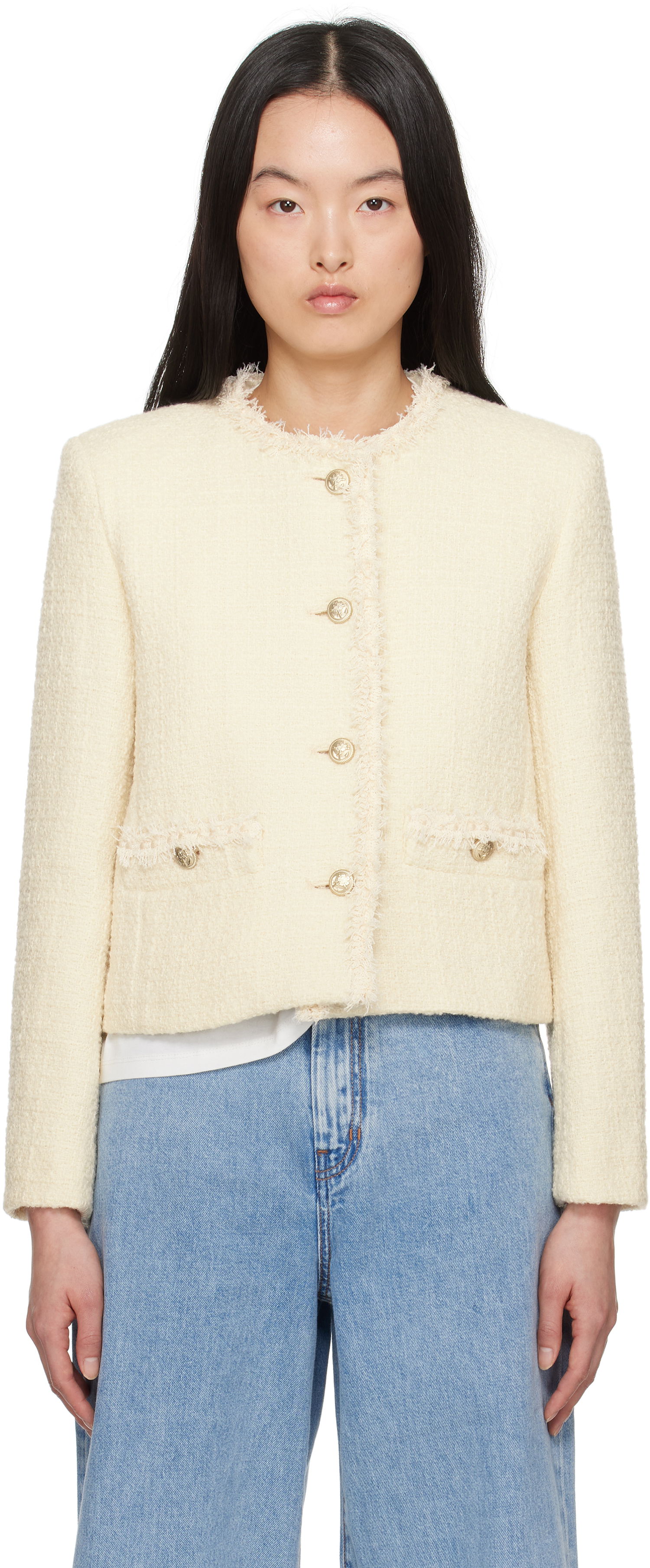 Vesta Max Mara Weekend Max Mara Balia Tweed Jacket Biela | 2515041061600, 0