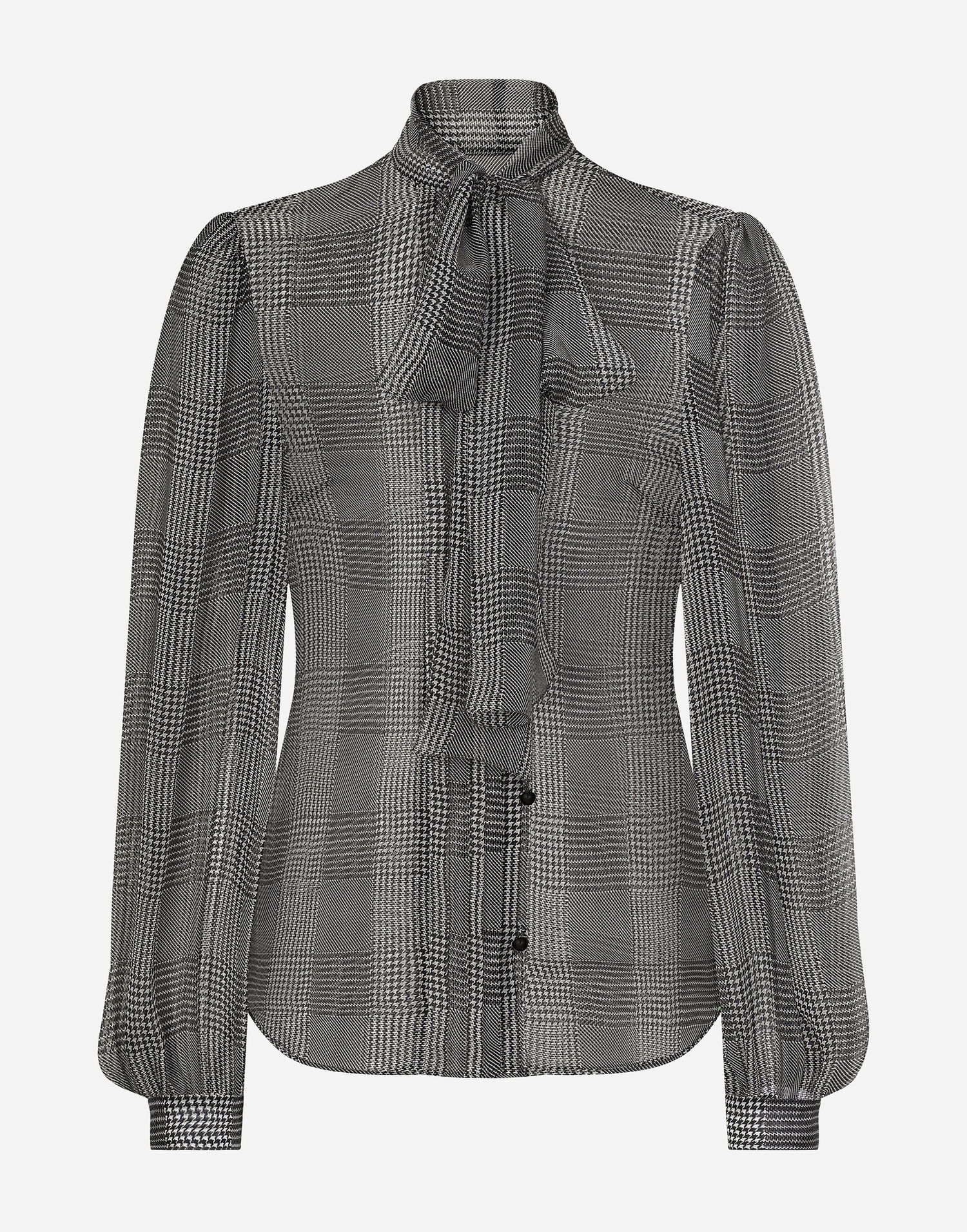 Košeľa Dolce & Gabbana Silk Chiffon Glen Plaid Print Shirt Rôznofarebný | F5S61TIS1WDHH5GW, 0