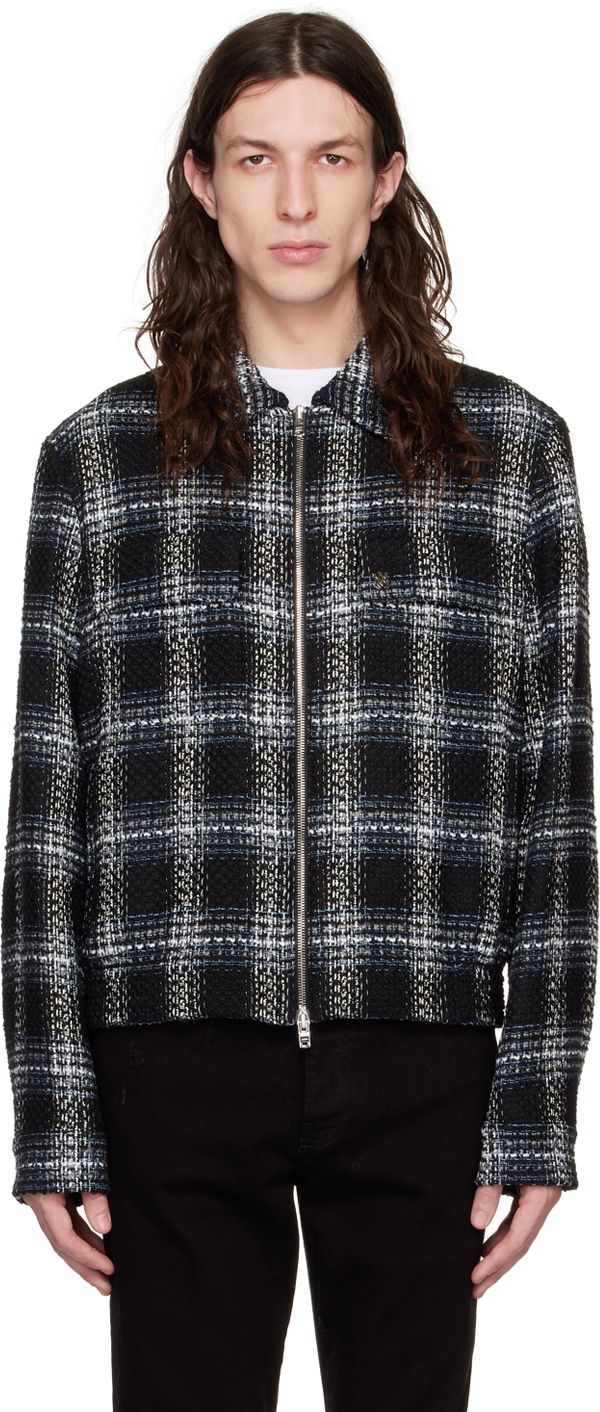 Shadow Plaid Zip-Up Jacket