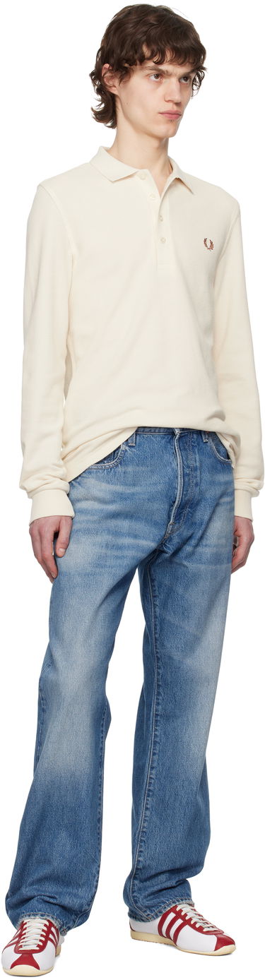 Polo tričko Fred Perry Fred Perry Honeycomb Long-Sleeve Polo Biela | M8693, 4