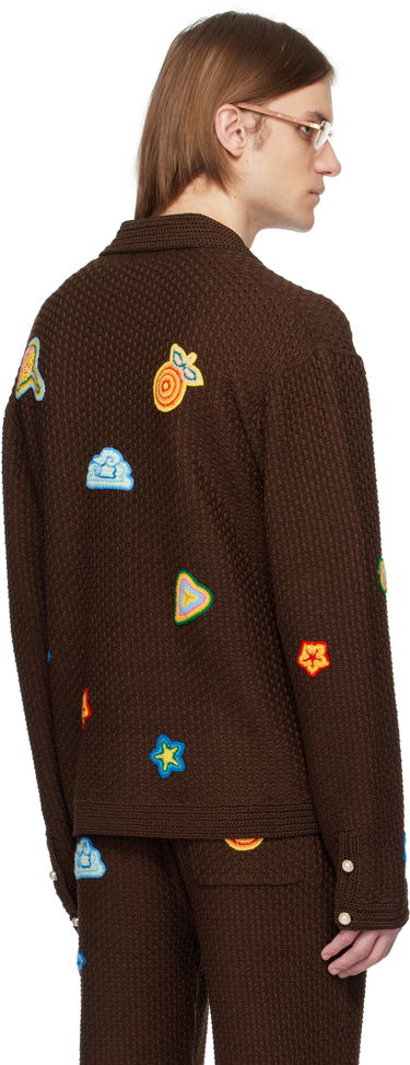 Sveter Casablanca Casablanca Crochet Motif Cardigan Hnedá | MS25-KW-912-01, 2