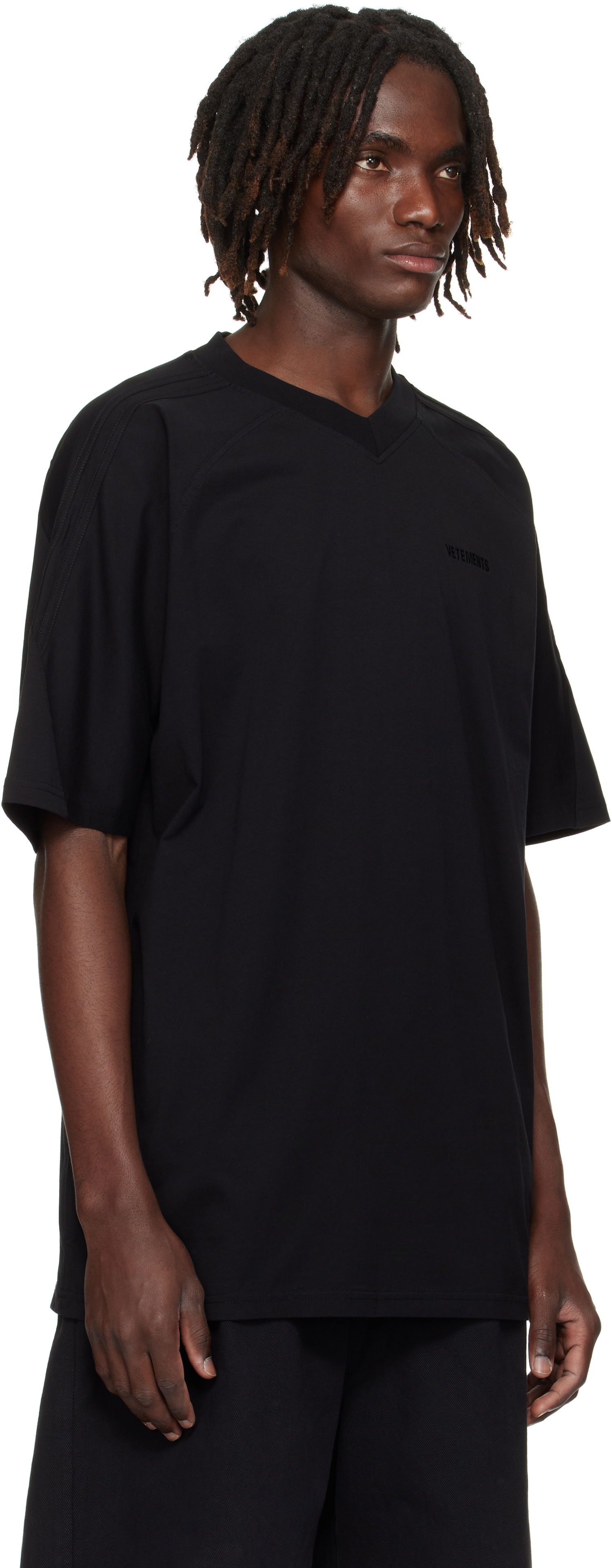 Tričko VETEMENTS Cut-Up V-Neck T-shirt Čierna | UH76TR260B, 1