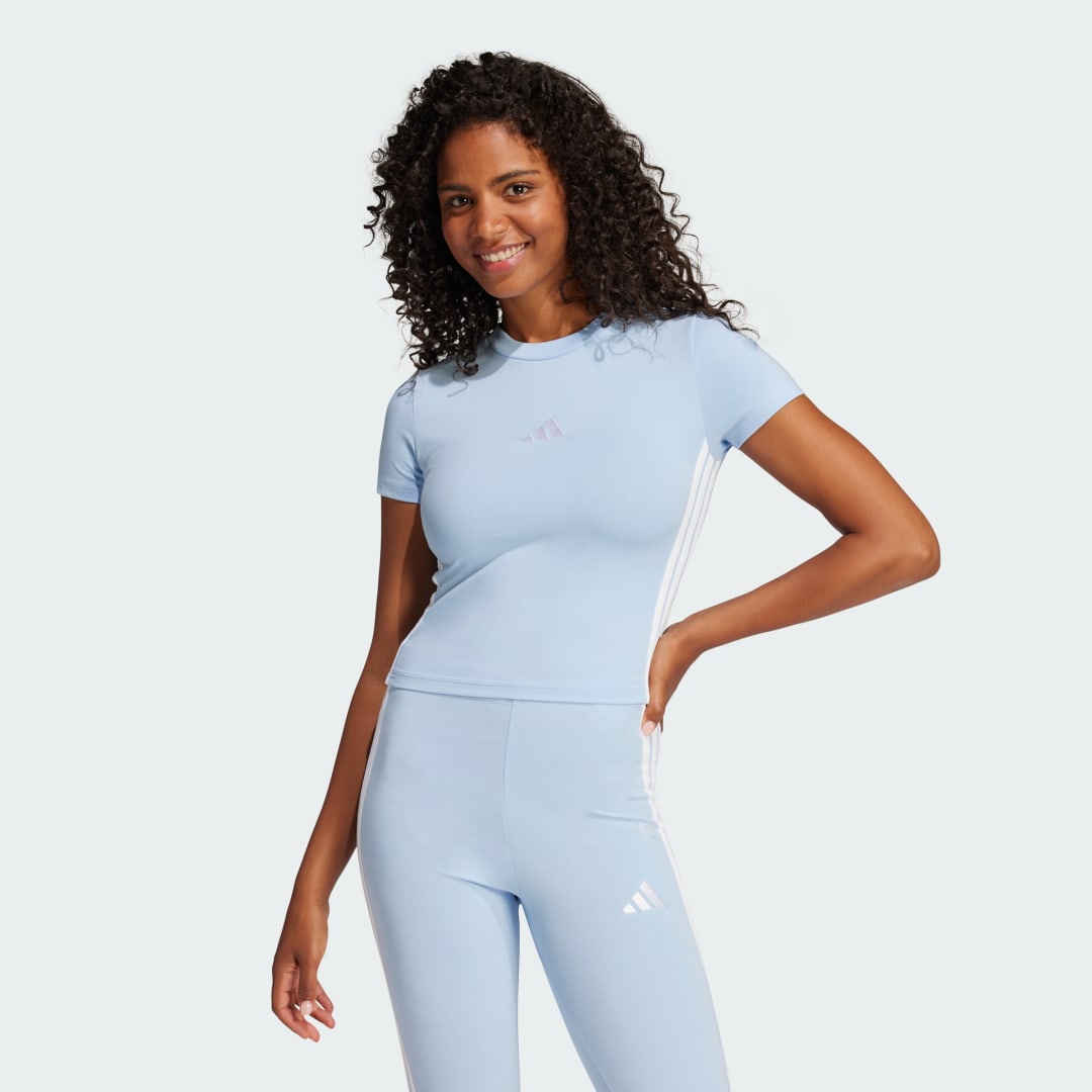Crop Top adidas Performance Slim Fit Tee Modrá | JE1241, 0
