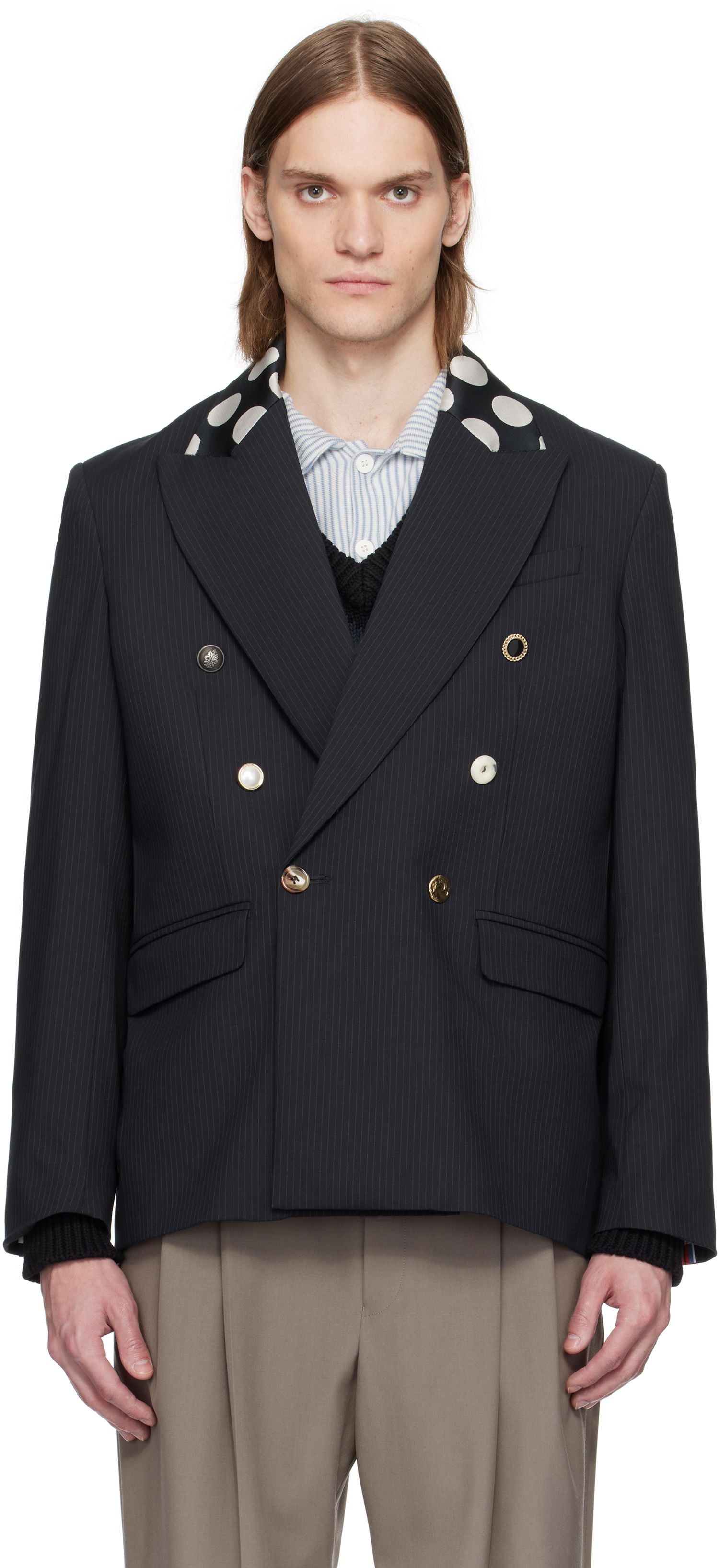 Bunda Charles Jeffrey Loverboy Charles Jeffrey LOVERBOY Edinburgh Pinstripe Double-Breasted Blazer Čierna | 54020101, 0