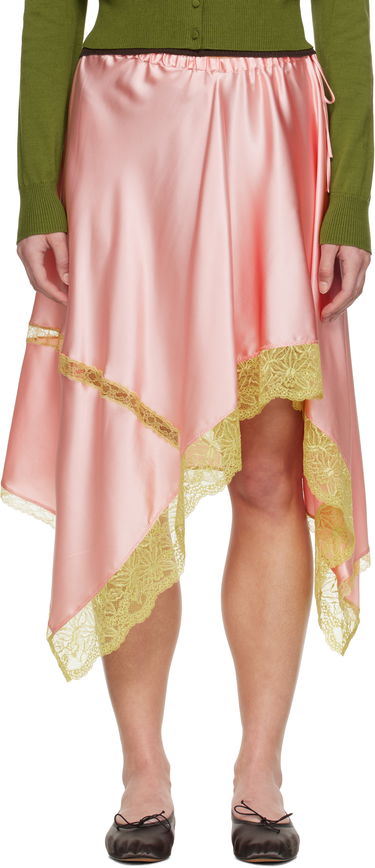 Sukňa Dries Van Noten Dries Van Noten Asymmetrical Silk Midi Skirt with Lace Ružová | 251-010802-1032, 0