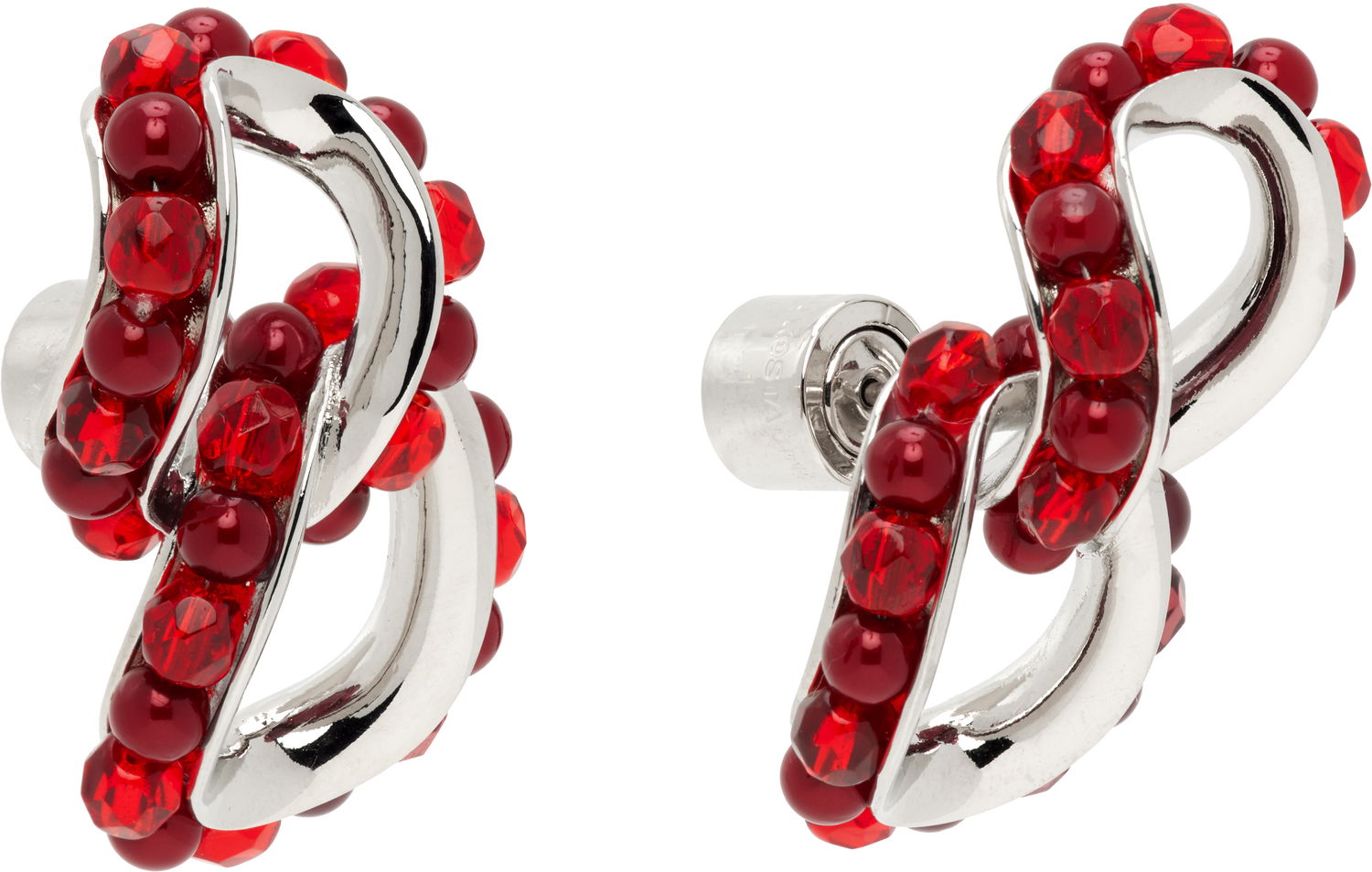Náušnice KIKO KOSTADINOV Kiko Kostadinov Kandel Silver-Tone & Red Beaded Earrings Červená | KKWAW25ER02-157, 1