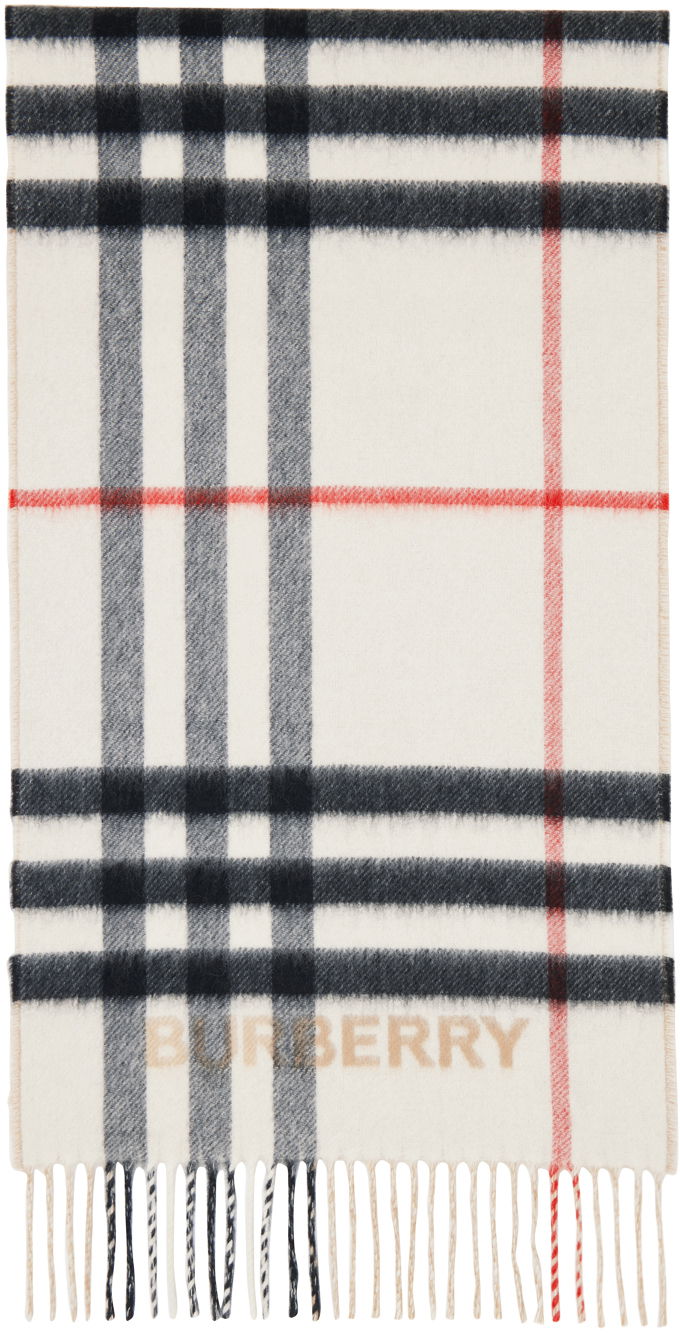 Šál Burberry Contrast Scarf Beige & White Biela | 8059280, 0