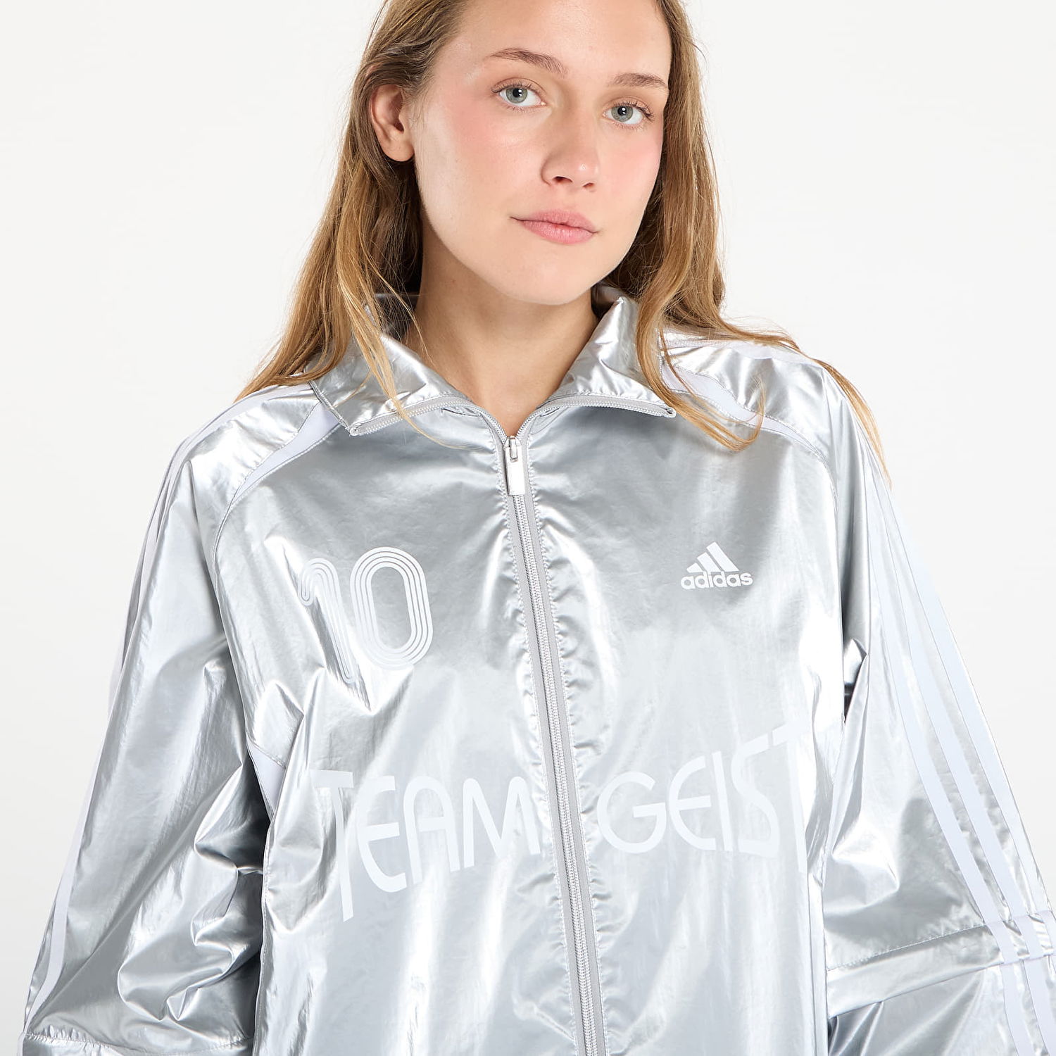 Bunda adidas Originals Teamgeist Oversized Track Top Metalická | KE9784, 1