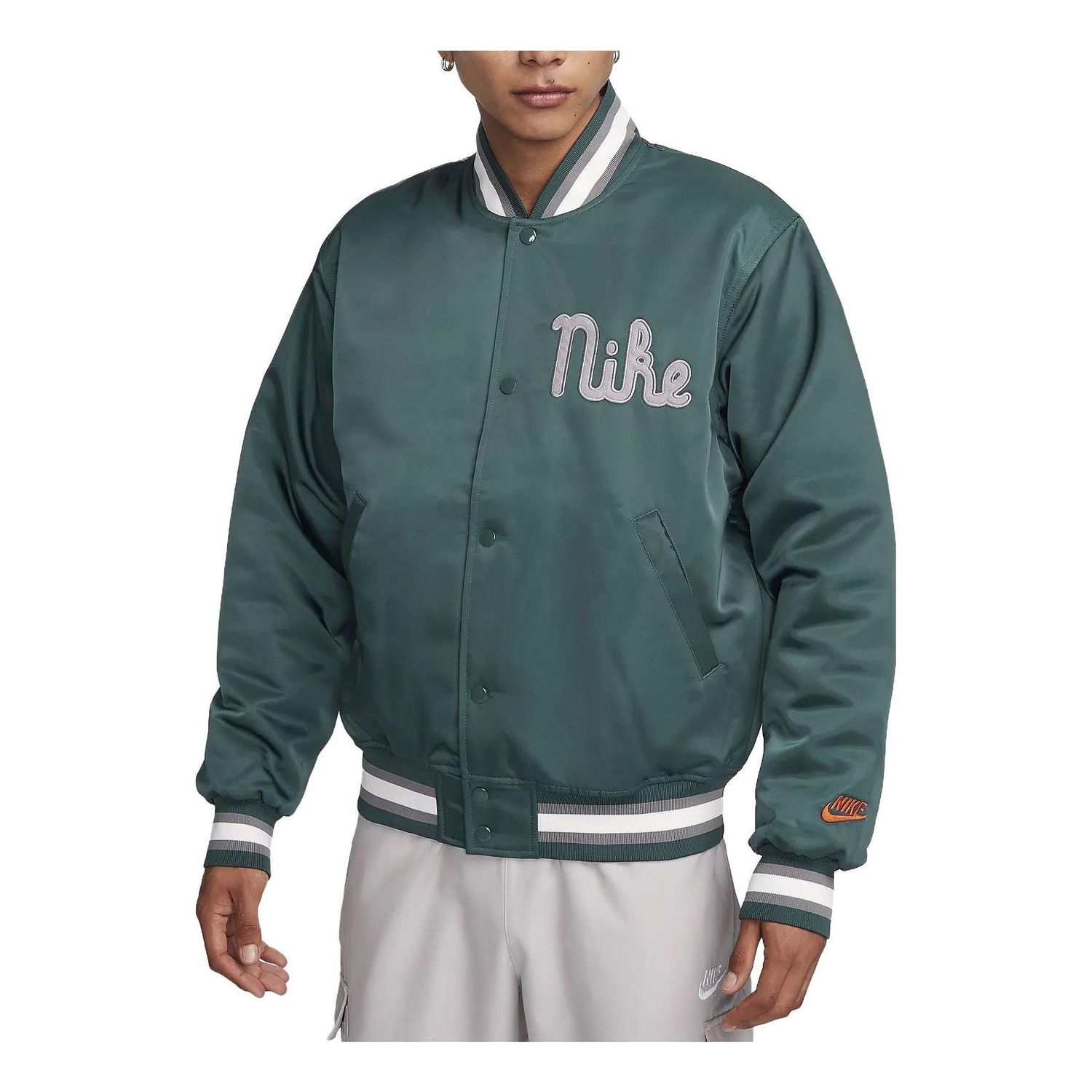Bomber bunda Nike Loose Satin Jacket Zelené | FQ7970-328, 0