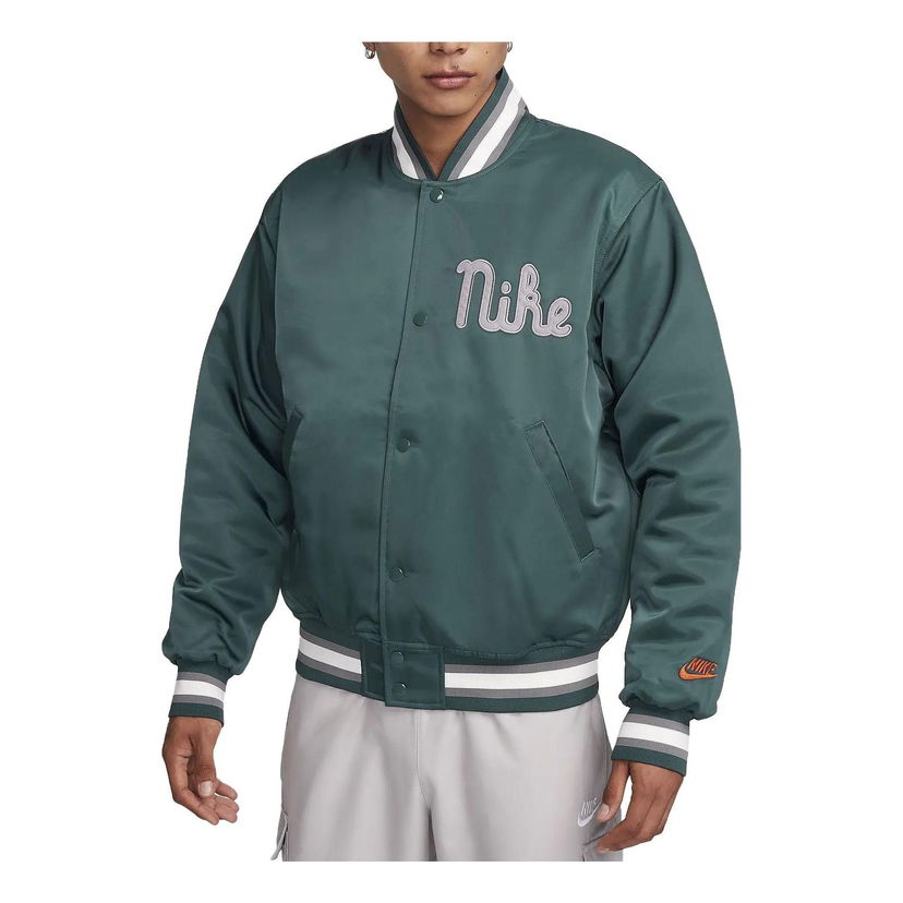 Bomber bunda Nike Loose Satin Jacket Zelené | FQ7970-328