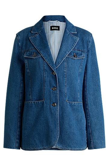 Bunda BOSS Slim-Fit Selvedge Denim Blazer Modrá | 50532532, 0