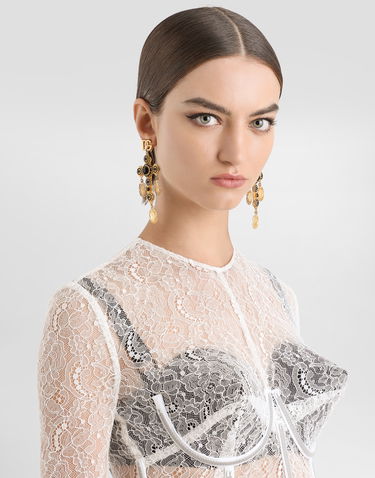 Náušnice Dolce & Gabbana Dolce & Gabbana Drop Cross Earrings with Votive Medallions Metalická | WER4C3W1111ZOO00, 1