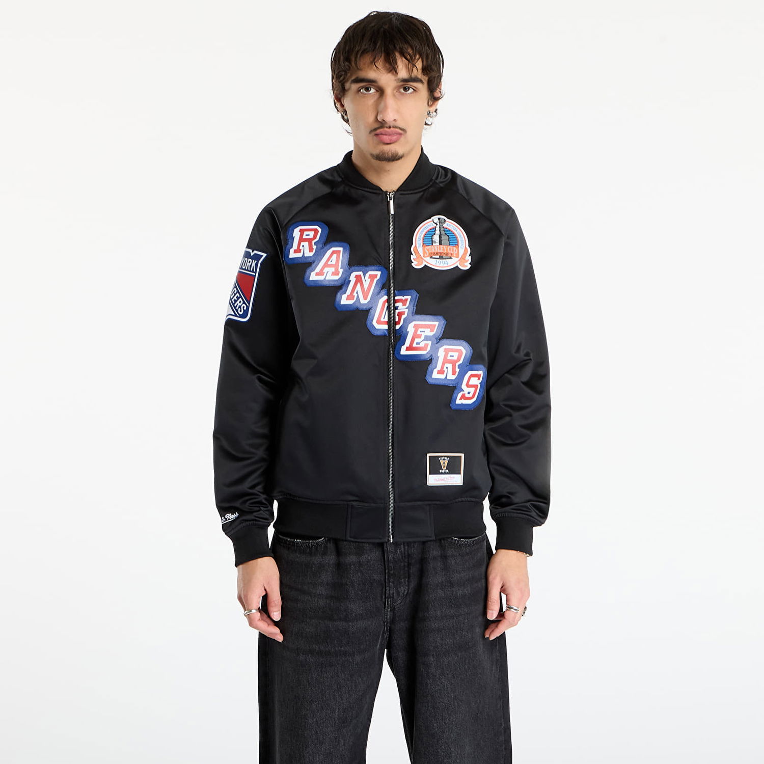 Bomber bunda Mitchell & Ness Maxxed Out NHL Rangers Mark Messier Satin Jacket Čierna | JK11279-NYABLCK, 0