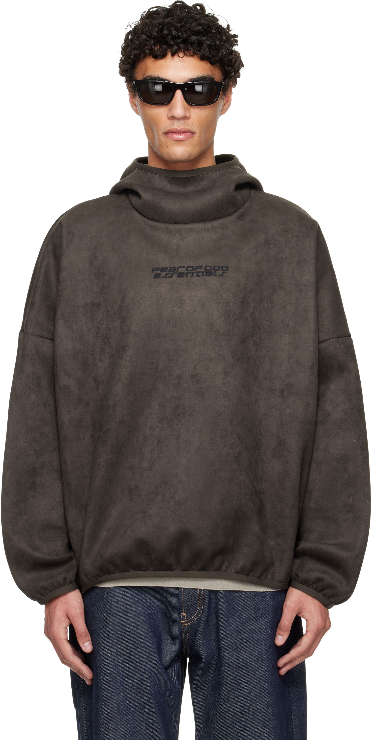 Mikina Fear of God Fear of God ESSENTIALS Holiday Faux-Suede Fleece Modern Hoodie Hnedá | 192HO256943F, 0