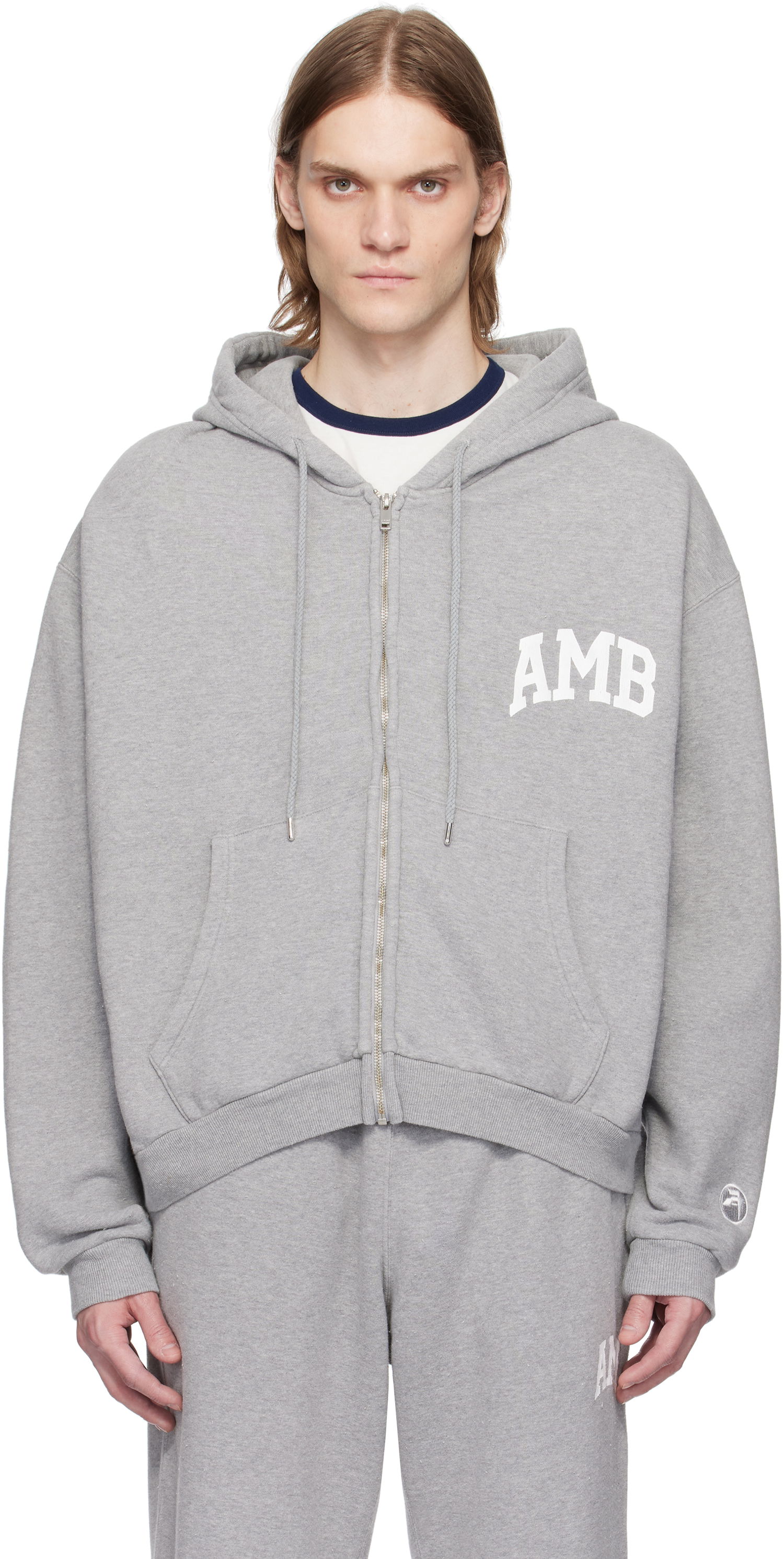 Mikina Ambush AMBUSH 'AMB' Graphic Zip-Up Hoodie Šedá | 12115333, 0