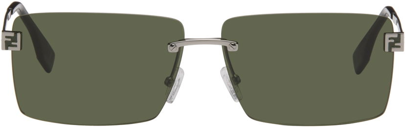 Slnečné okuliare FENDI Rectangular Rimless Sky Eyewear with Monogram Temples Zelené | FE40165UM6014N 840126859997
