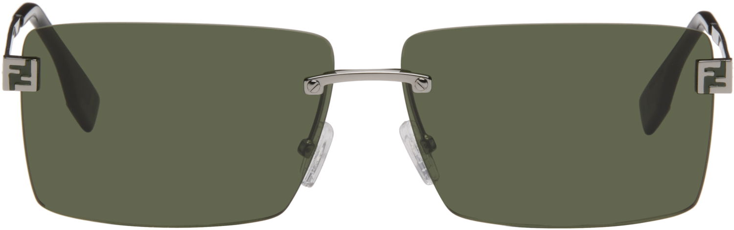 Slnečné okuliare FENDI Rectangular Rimless Sky Eyewear with Monogram Temples Zelené | FE40165UM6014N 840126859997, 0