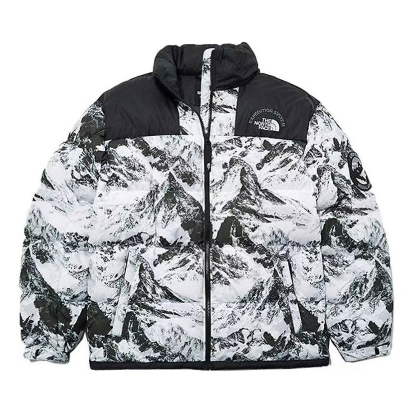 Prešívaná bunda The North Face Mountain Print Puffer Jacket Biela | NJ1DN57A