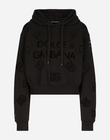 Mikina Dolce & Gabbana Jersey Hoodie With Cut-out And Dg Logo Čierna | F9P36ZGDB9TN0000, 0