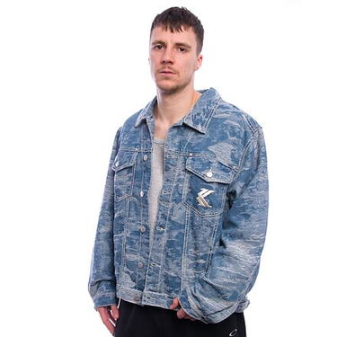 Bunda Karl Kani Karl Kani OG K Distress Camo Denim Jacket Modrá | KK-60710032, 0