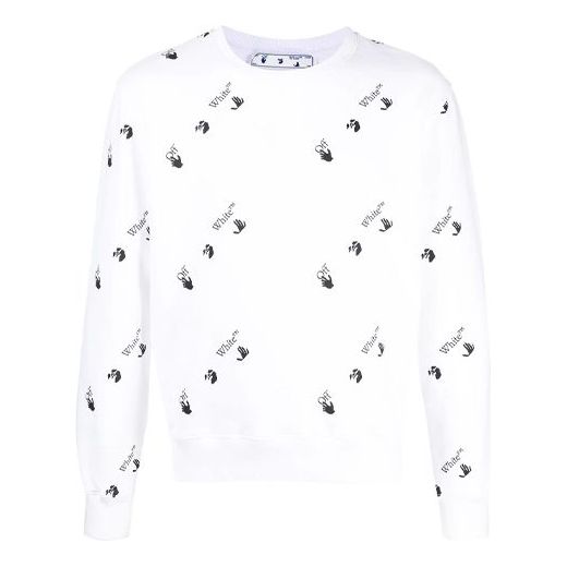 Sveter Off-White SS21 All-Over Logo Print Sweatshirt Biela | OMBA025R21FLE0090110