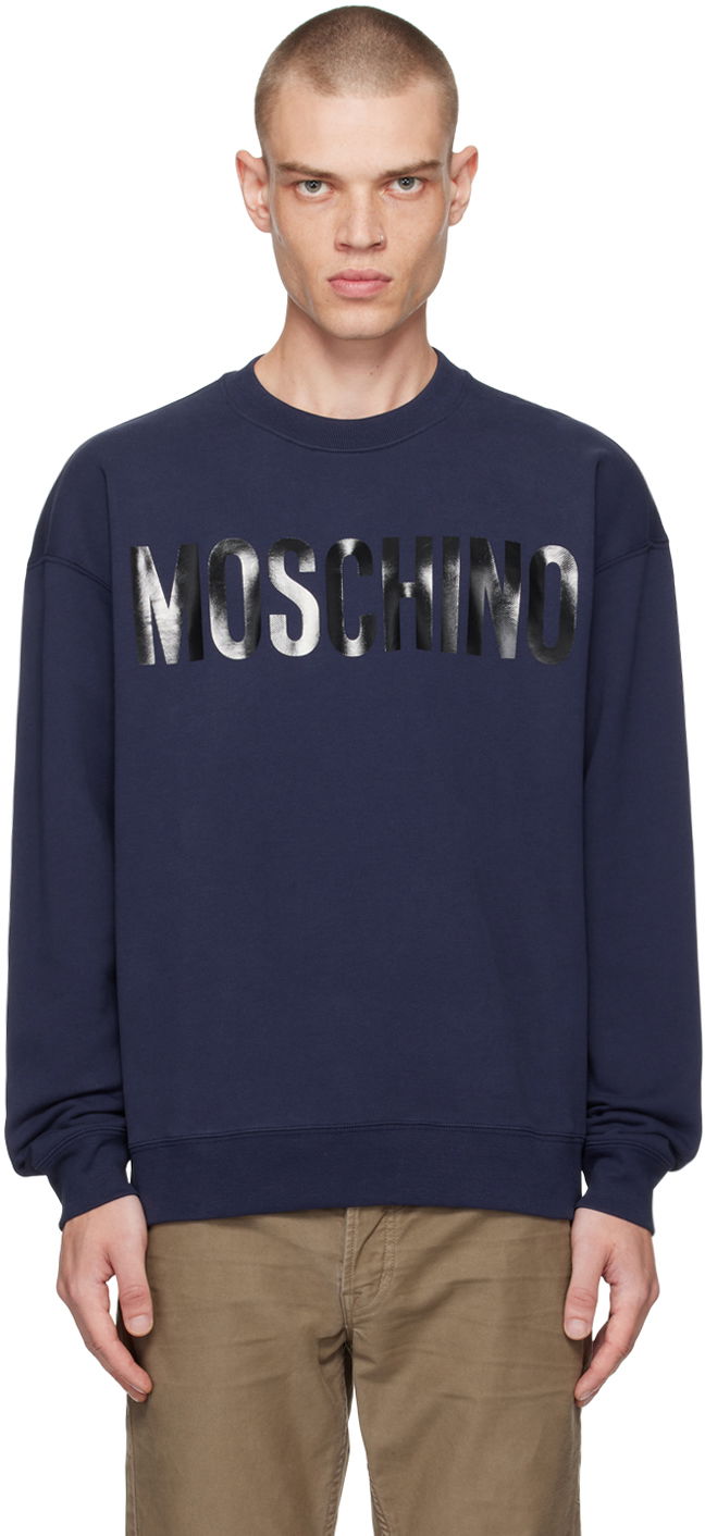 Tričko Moschino Navy Bonded Logo Sweatshirt Navy | 242ZZA170152281342