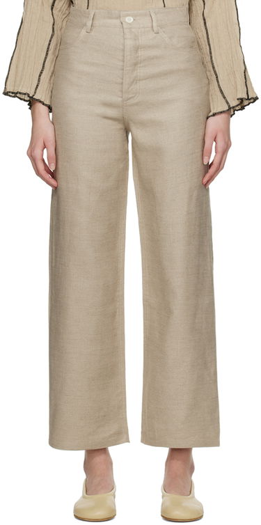 Nohavice Baserange Navalo Linen Straight-Leg Trousers Béžová | TRNA-LI-SU23, 0