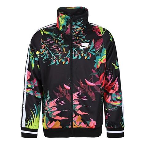 Vetrovka Nike Sports Wear Flowers Print Stand Collar Jacket Čierna | AR1612-389