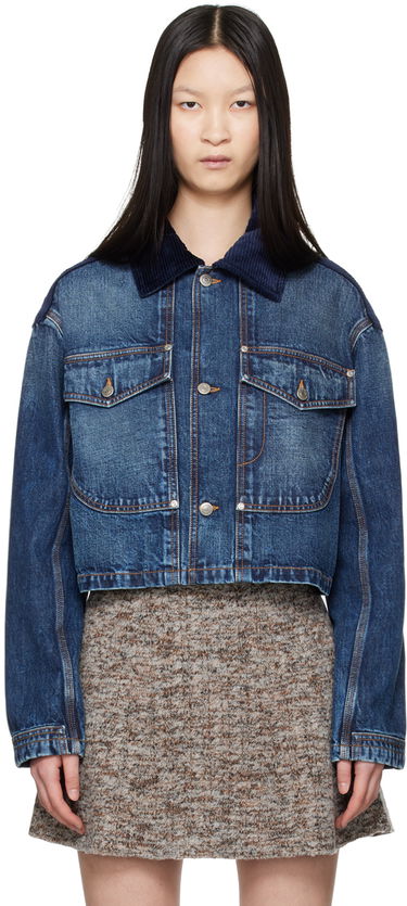 Kabáty Stella McCartney Denim Jacket with Collar Modrá | 6D02903SPH82, 0