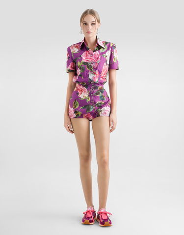 Overal Dolce & Gabbana Dolce & Gabbana Rose Print Cotton Playsuit Fialová | F6JHZTHS5TDHP5IG, 1
