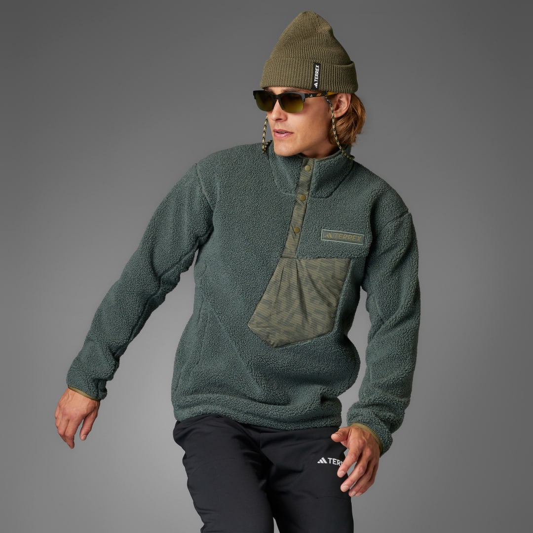 Sveter adidas Performance Terrex Xploric High Pile Fleece Pullover Zelené | JE3922, 0