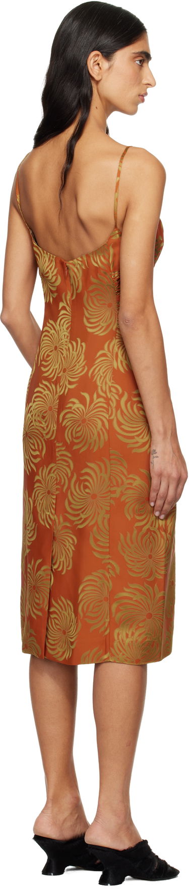 Šaty Dries Van Noten Dries Van Noten Jacquard Slip Midi Dress Oranžová | 252-011025-2140, 2