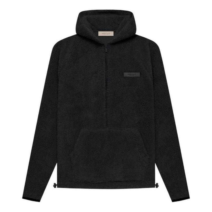 Mikina Fear of God Essentials Polar Fleece Half Zip Hoodie Čierna | FOG-SS22-396